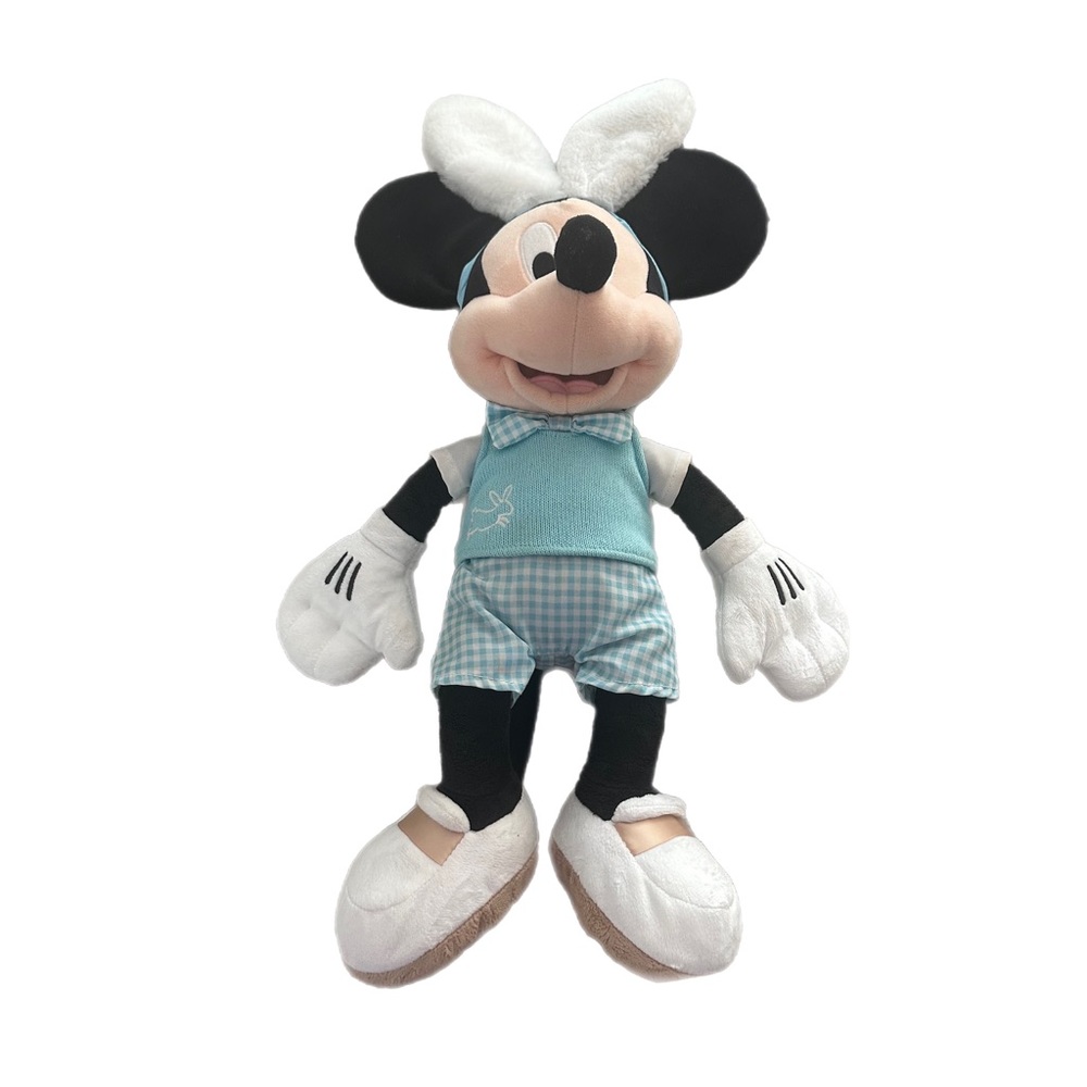 Disney Stores Authenic 19” Mickey Mouse Easter Plush‎ Blue Shirt Bunny Ears